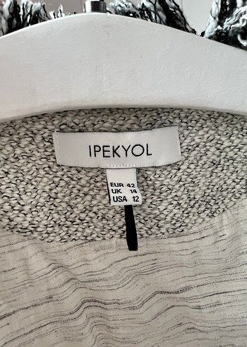 Gri Desenli Uzun Örgü Kadın Hırka - Görsel 4