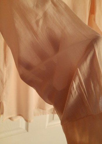 Pembe Düğmeli Uzun Kollu Keten Gömlek - Görsel 5