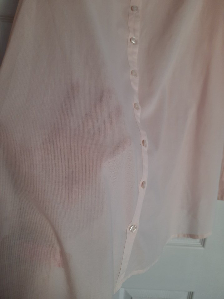 Pembe Düğmeli Uzun Kollu Keten Gömlek - Görsel 3