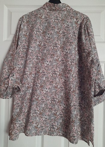 Bej, düğmeli, uzun kollu kadın gömleği - Görsel 5