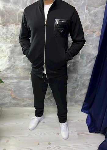 Siyah Fermuarlı Erkek eşofman takımı - Görsel 2