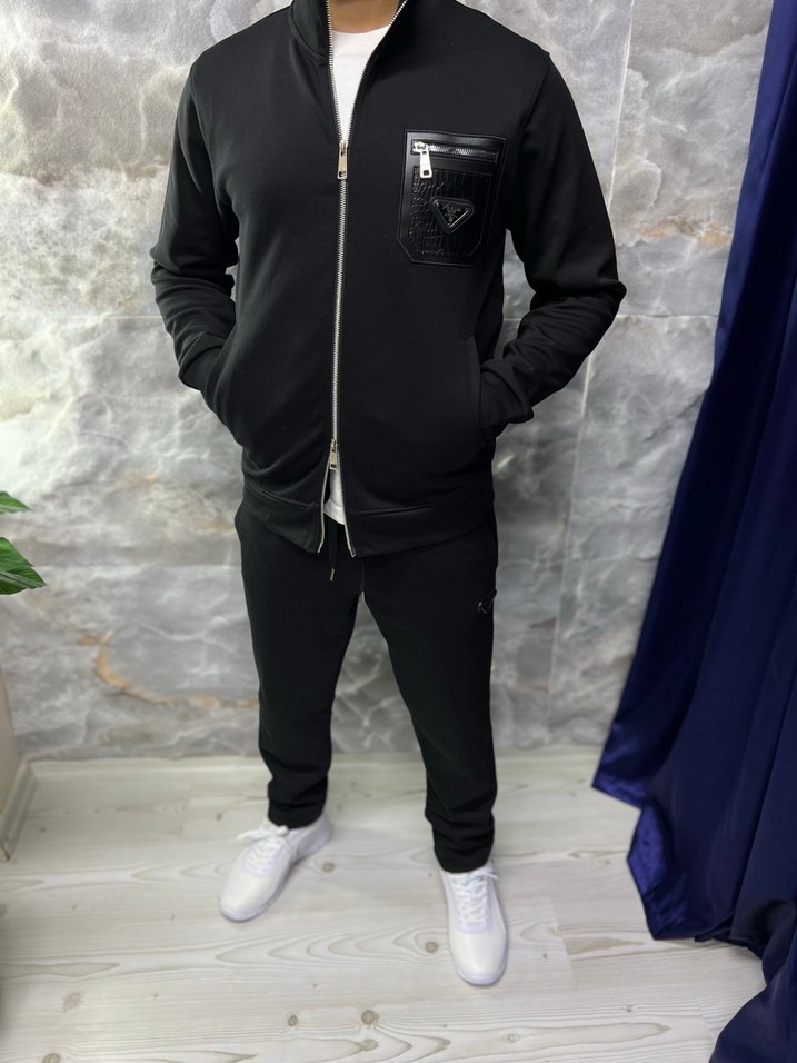 Siyah Fermuarlı Erkek eşofman takımı - Görsel 2