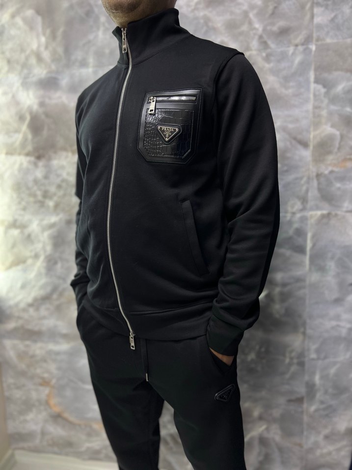 Siyah Fermuarlı Erkek eşofman takımı - Görsel 3