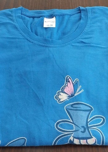 Kız Çocuk Mavi Uzun Kollu Baskılı Tişört çok az giyildi - Görsel 2