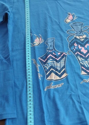 Kız Çocuk Mavi Uzun Kollu Baskılı Tişört çok az giyildi - Görsel 5