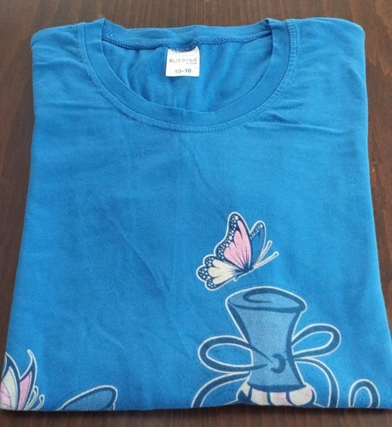 Kız Çocuk Mavi Uzun Kollu Baskılı Tişört çok az giyildi - Görsel 2