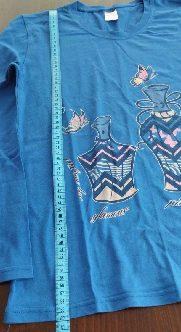 Kız Çocuk Mavi Uzun Kollu Baskılı Tişört çok az giyildi - Görsel 5