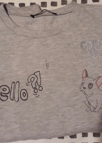 Kızlar için gri baskılı giyilmiş sweat - Görsel 2