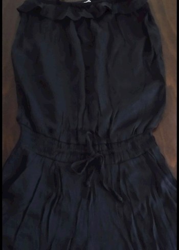 Siyah Fırfırlı Kolsuz Kadın şort tulum - Görsel 2