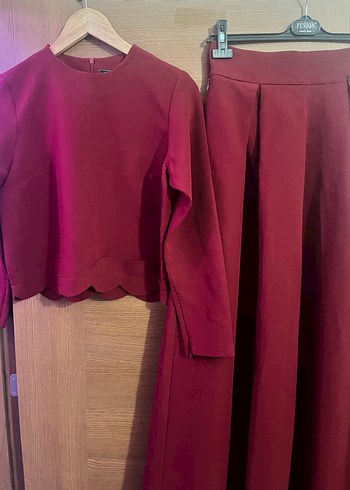 Diğer Senna Design Bordo Uzun Salaş Drapeli Etek ve Bluz