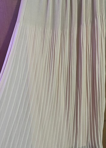 38 Beden Pull&bear Bej Pilili Uzun Kadın Etek