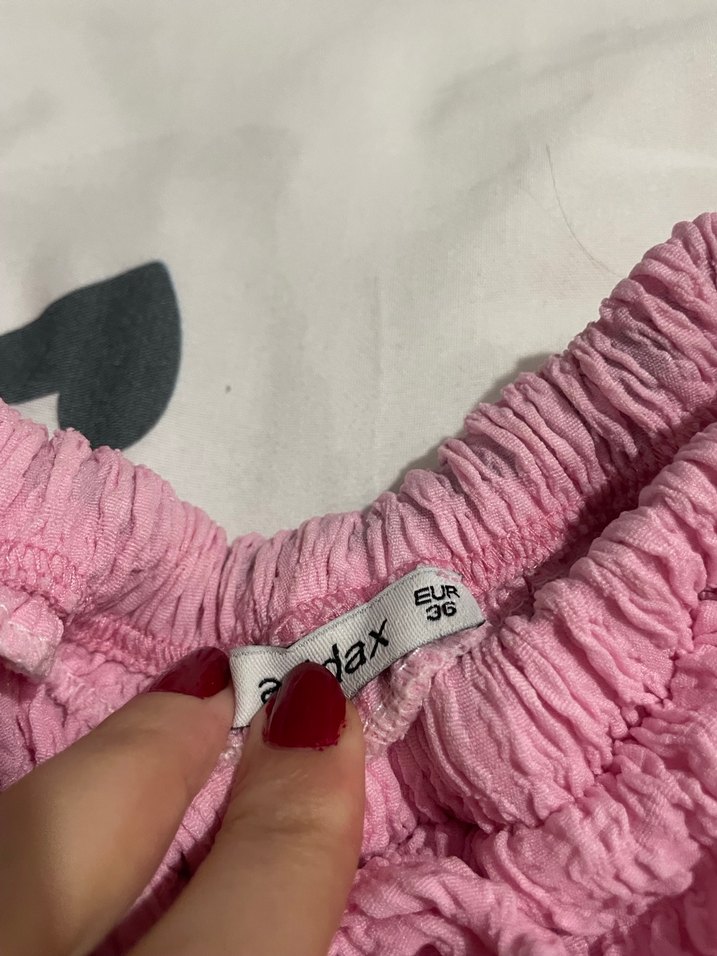 Pembe Gofre Kumaş Kadın Pantolon - Görsel 2