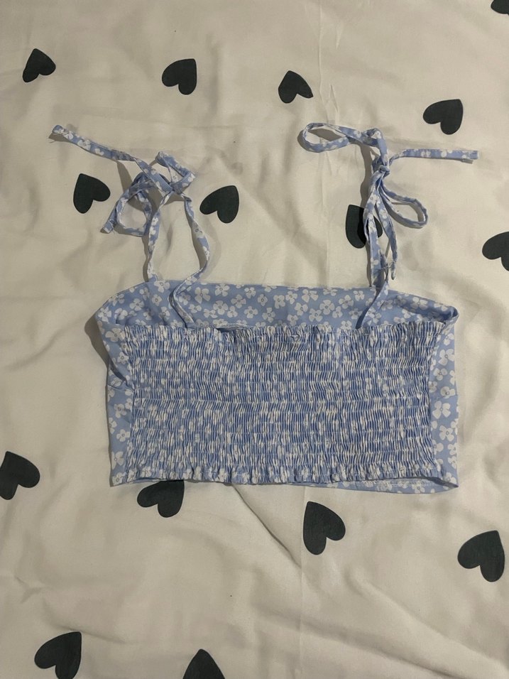 Mavi Çiçekli Dantel Detaylı Mini Büstiyer - Görsel 2