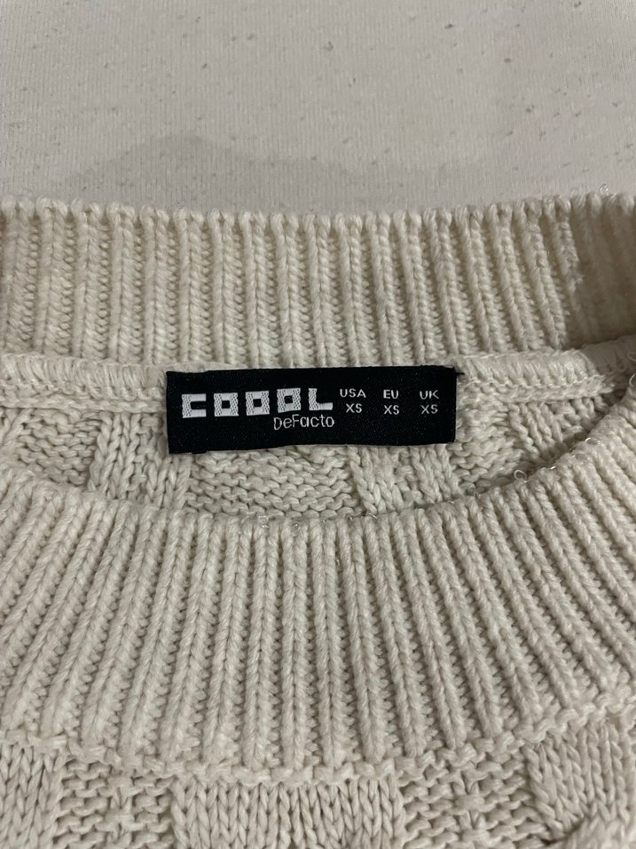 Kadın Örgü Beyaz Uzun Kollu Kazak - Görsel 2