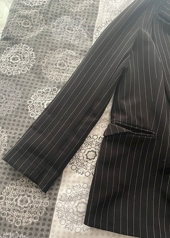 Siyah Çizgili Kadın Blazer Ceket - Görsel 2