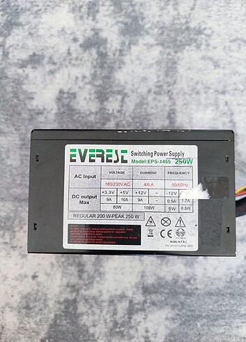 EVEREST 250W POWER SUPPLY GÜÇ KAYNAĞI - Görsel 4