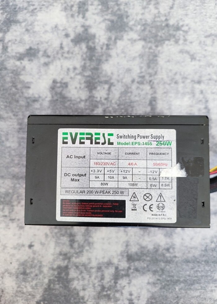 EVEREST 250W POWER SUPPLY GÜÇ KAYNAĞI - Görsel 4