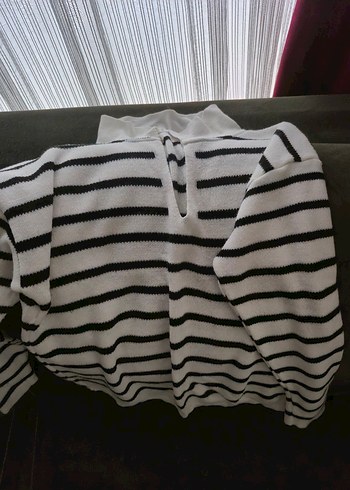 Çizgili Kadın Triko Bluz - Görsel 3