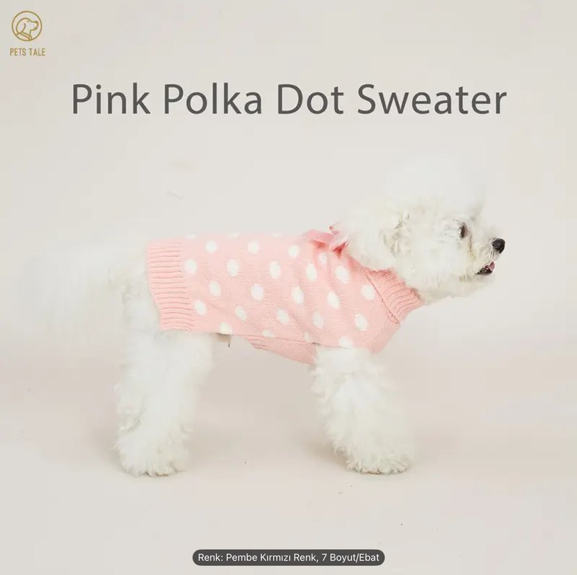 Pembe Noktalı Peluş Detaylı Köpek Kıyafeti - Görsel 2