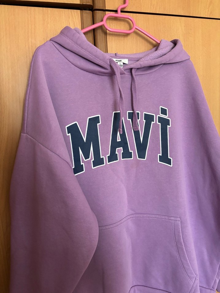 Mavi Baskılı Mor Kapüşonlu Kadın Sweatshirt - Görsel 2