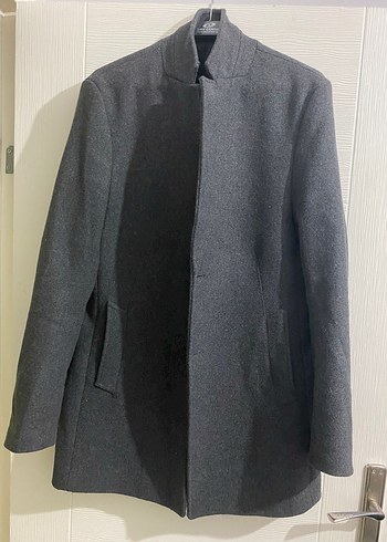 Gri Düğmeli Erkek Midi Kaban - Görsel 3