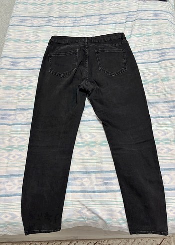 Düğmeli Siyah Kadın Denim Pantolon - Görsel 3