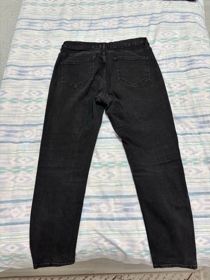 Düğmeli Siyah Kadın Denim Pantolon - Görsel 3