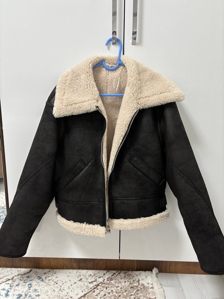 Siyah Deri Kürklü Midi Kadın Ceket - Görsel 3