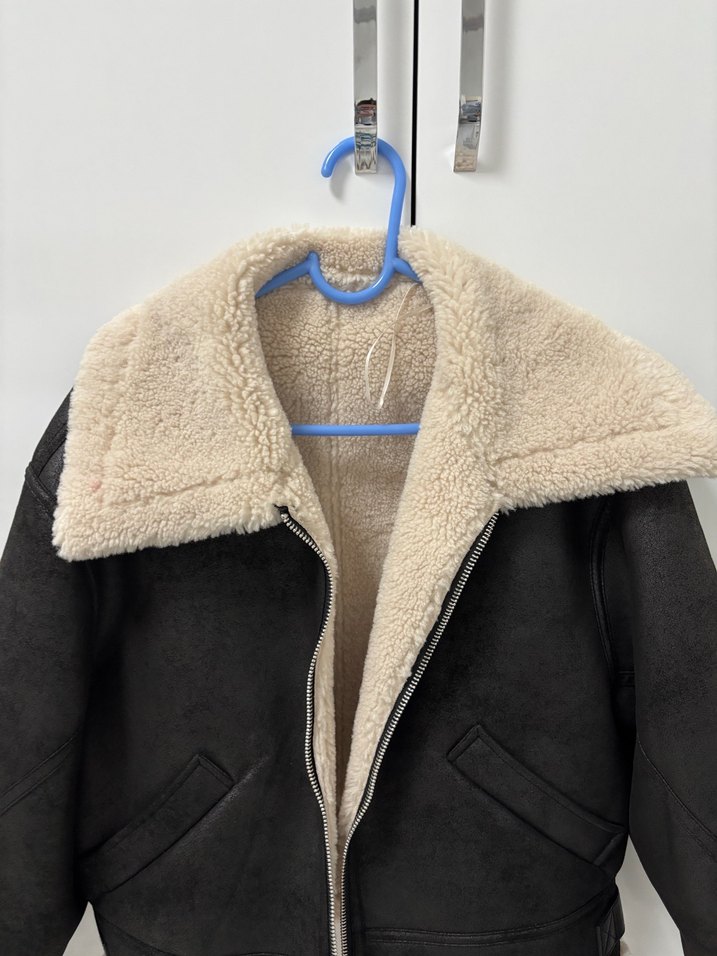 Siyah Deri Kürklü Midi Kadın Ceket - Görsel 4