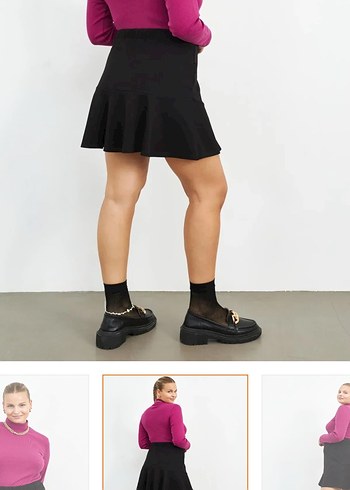 Kadın Siyah Volanlı Mini Etek - Görsel 2