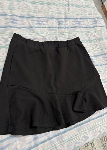 Kadın Siyah Volanlı Mini Etek - Görsel 5