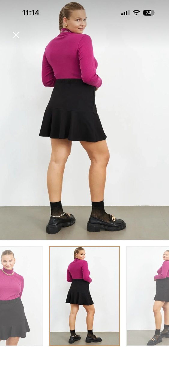 Kadın Siyah Volanlı Mini Etek - Görsel 2