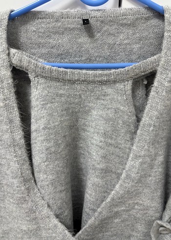 Gri Kadın Triko Salaş Kazak - Görsel 5