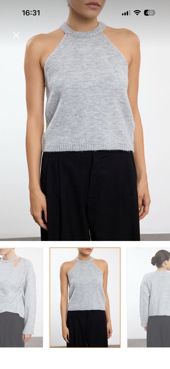 Gri Kadın Triko Salaş Kazak - Görsel 2