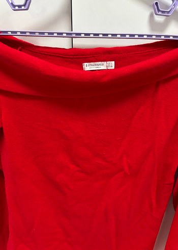 Kırmızı Uzun Kollu Kayık Yaka Kadın Kazak - Görsel 2