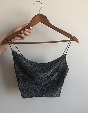 H&M simli crop bluz