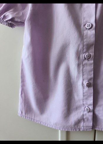 Mor Düğmeli Kız Çocuk Pamuk Gömlek - Görsel 4