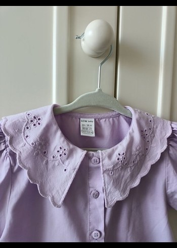 Mor Düğmeli Kız Çocuk Pamuk Gömlek - Görsel 2