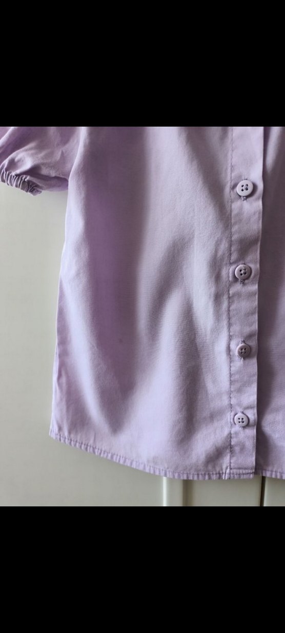 Mor Düğmeli Kız Çocuk Pamuk Gömlek - Görsel 4