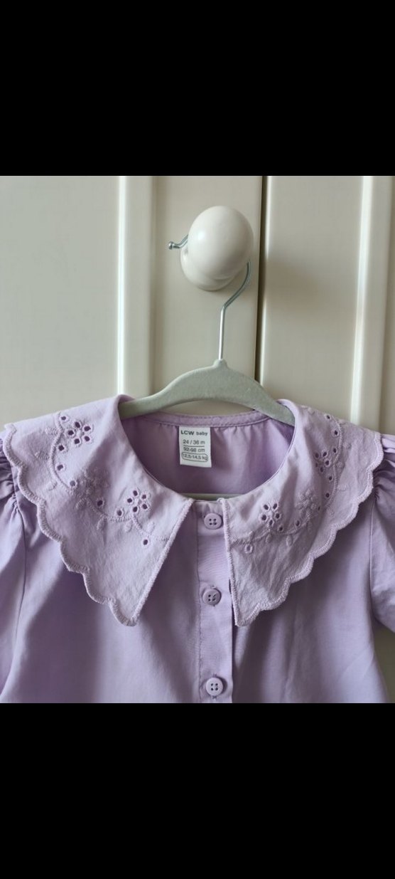 Mor Düğmeli Kız Çocuk Pamuk Gömlek - Görsel 2