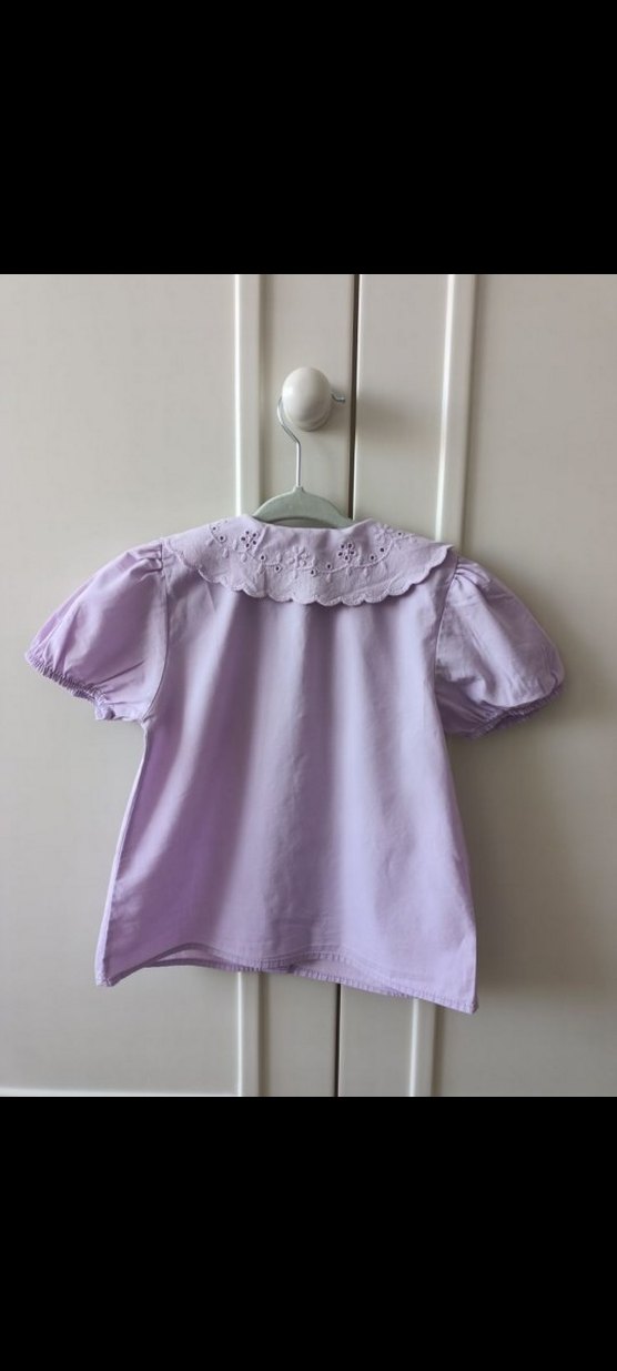 Mor Düğmeli Kız Çocuk Pamuk Gömlek - Görsel 3