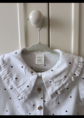 Kız Çocuk Beyaz Puantiyeli Kısa Kollu Gömlek - Görsel 3