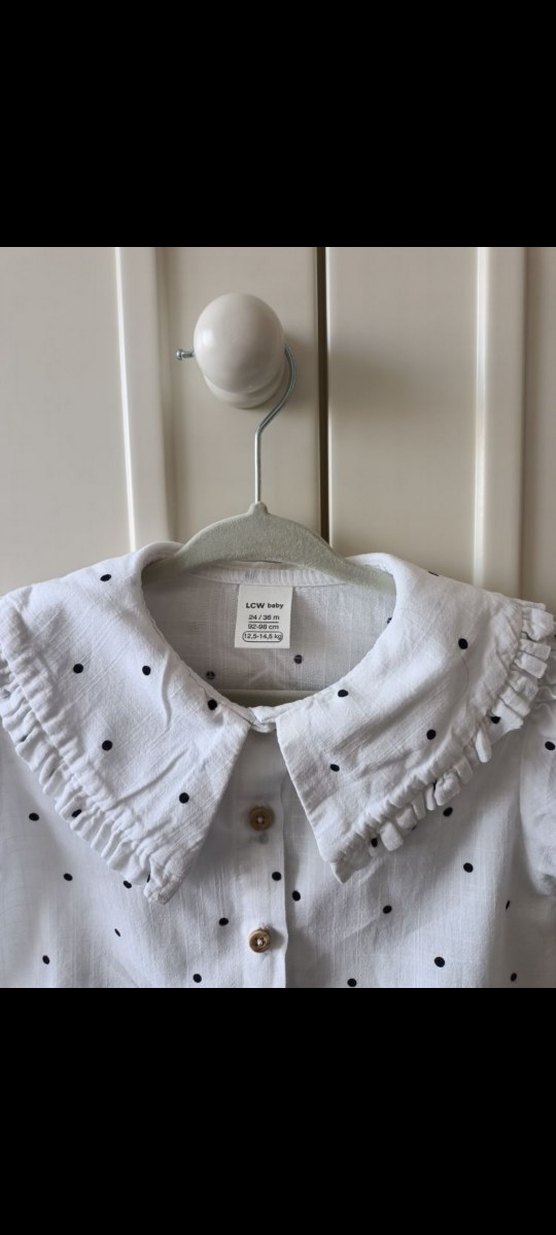 Kız Çocuk Beyaz Puantiyeli Kısa Kollu Gömlek - Görsel 3