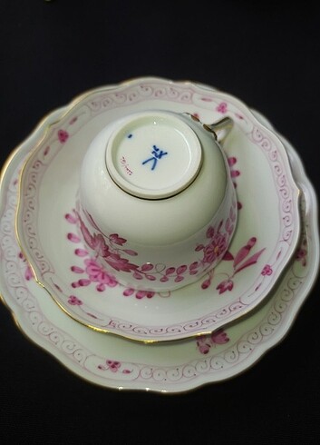 Meissen damgalı trio set 