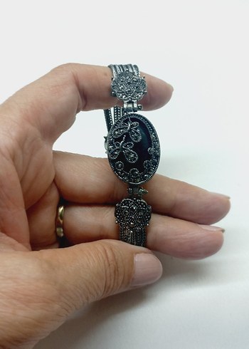  Beden siyah Renk Zincir Detaylı Siyah Gotik Bileklik