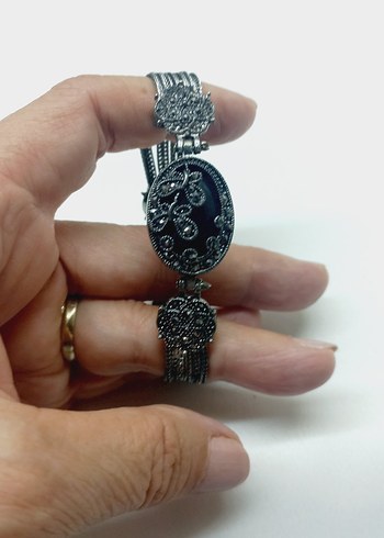 Diğer Zincir Detaylı Siyah Gotik Bileklik