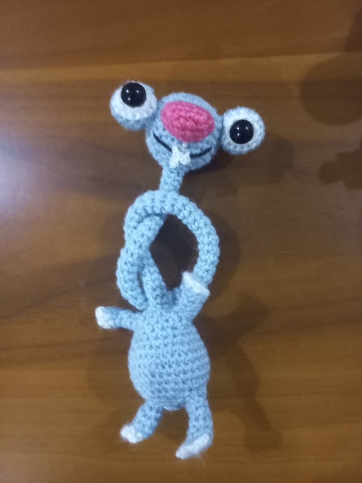 mavi Renkli Örgü Peluş Oyuncak,üzü boyunlu sid - Görsel 2