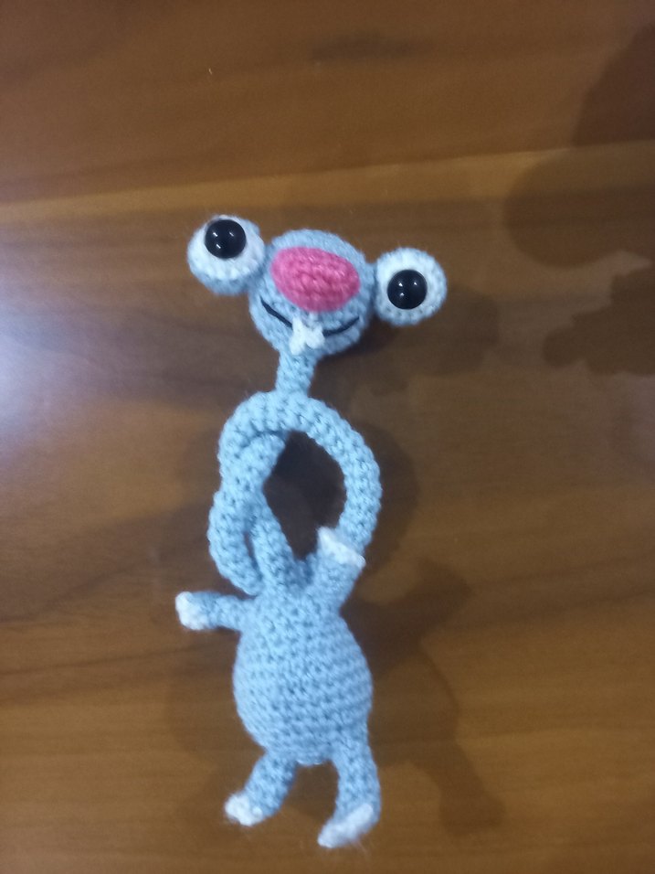 mavi Renkli Örgü Peluş Oyuncak,üzü boyunlu sid - Görsel 3