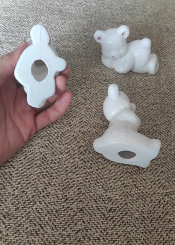 Beyaz Seramik Ayıcık Biblo Seti - Görsel 4