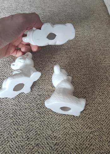 Beyaz Seramik Ayıcık Biblo Seti - Görsel 5